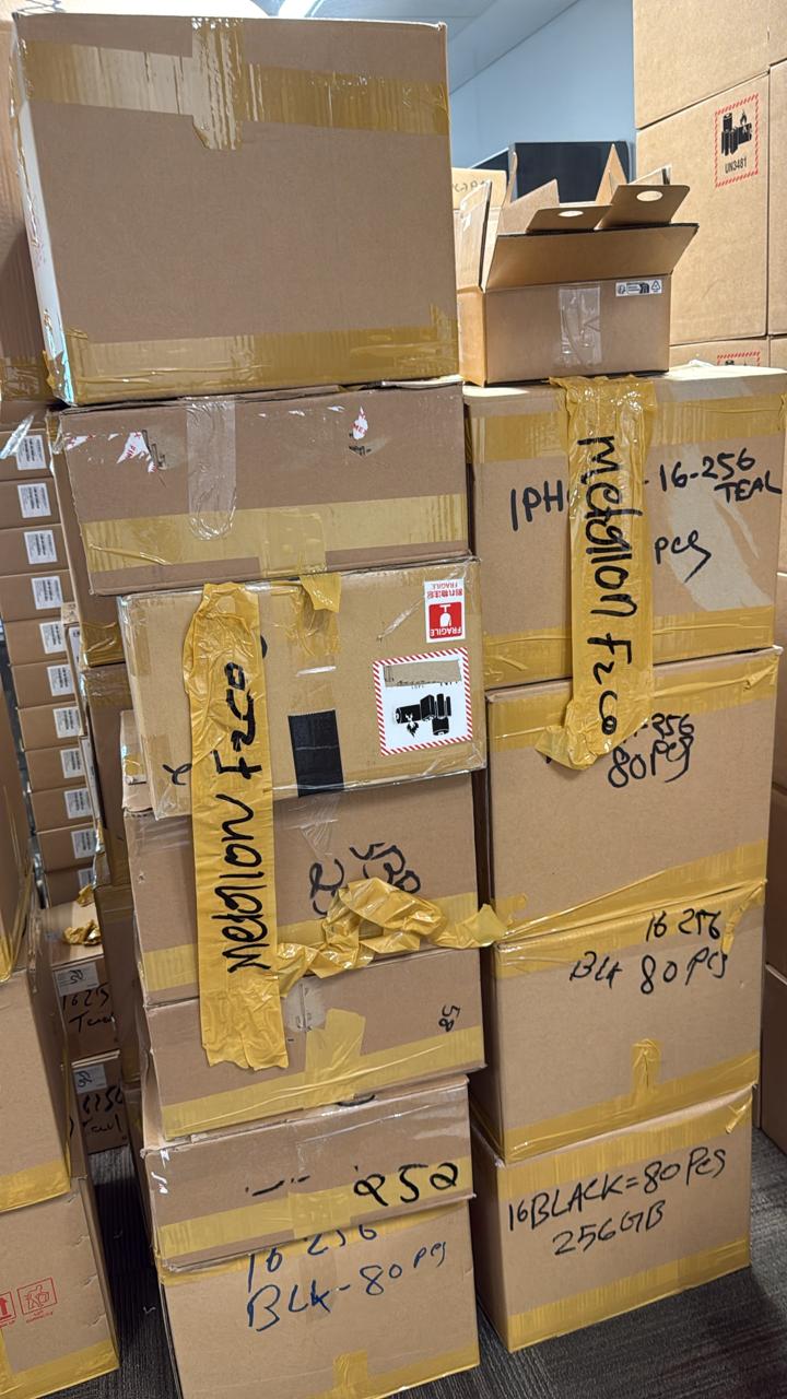 Metrion-labelled cartons ready for dispatch